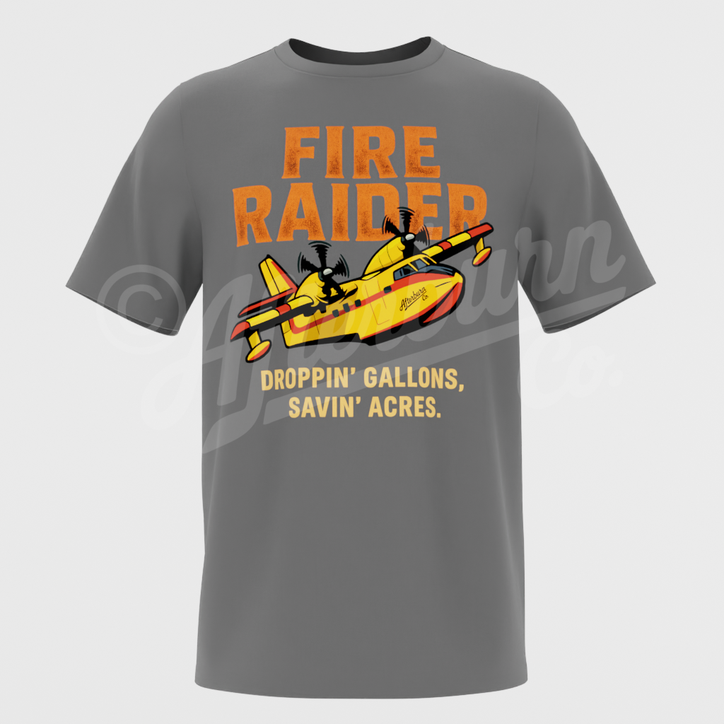 Fire Raider – Aerial Firefighting Graphic T-Shirt (ABAV13)