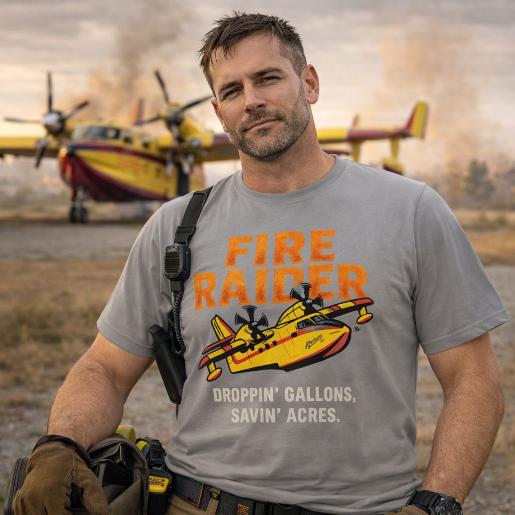 Fire Raider – Aerial Firefighting Graphic T-Shirt (ABAV13)