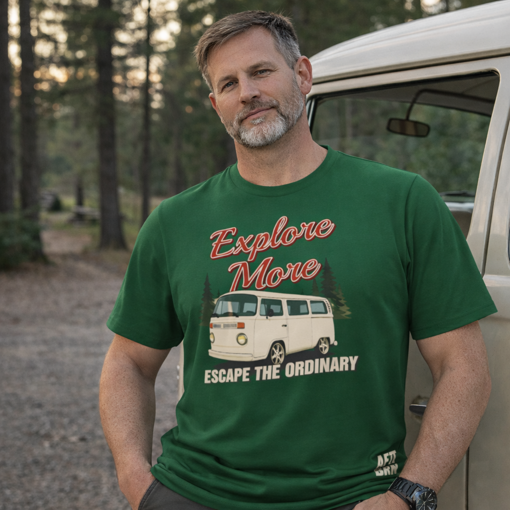 Explore More – Escape the Ordinary Camper Van T-Shirt (ABVL02)