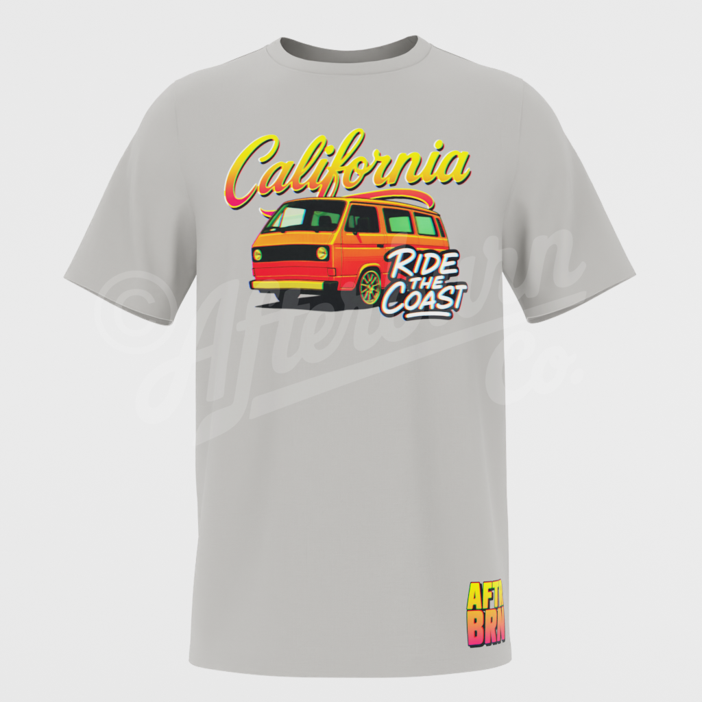 California Ride the Coast – Retro Glitch Van T-Shirt (ABVL04)