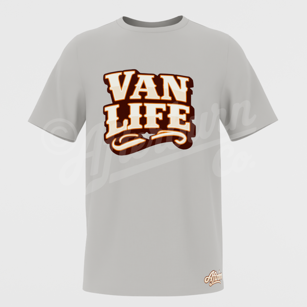 Van Life Typography T-Shirt – Adventure Camper Lifestyle Tee (ABVL08)