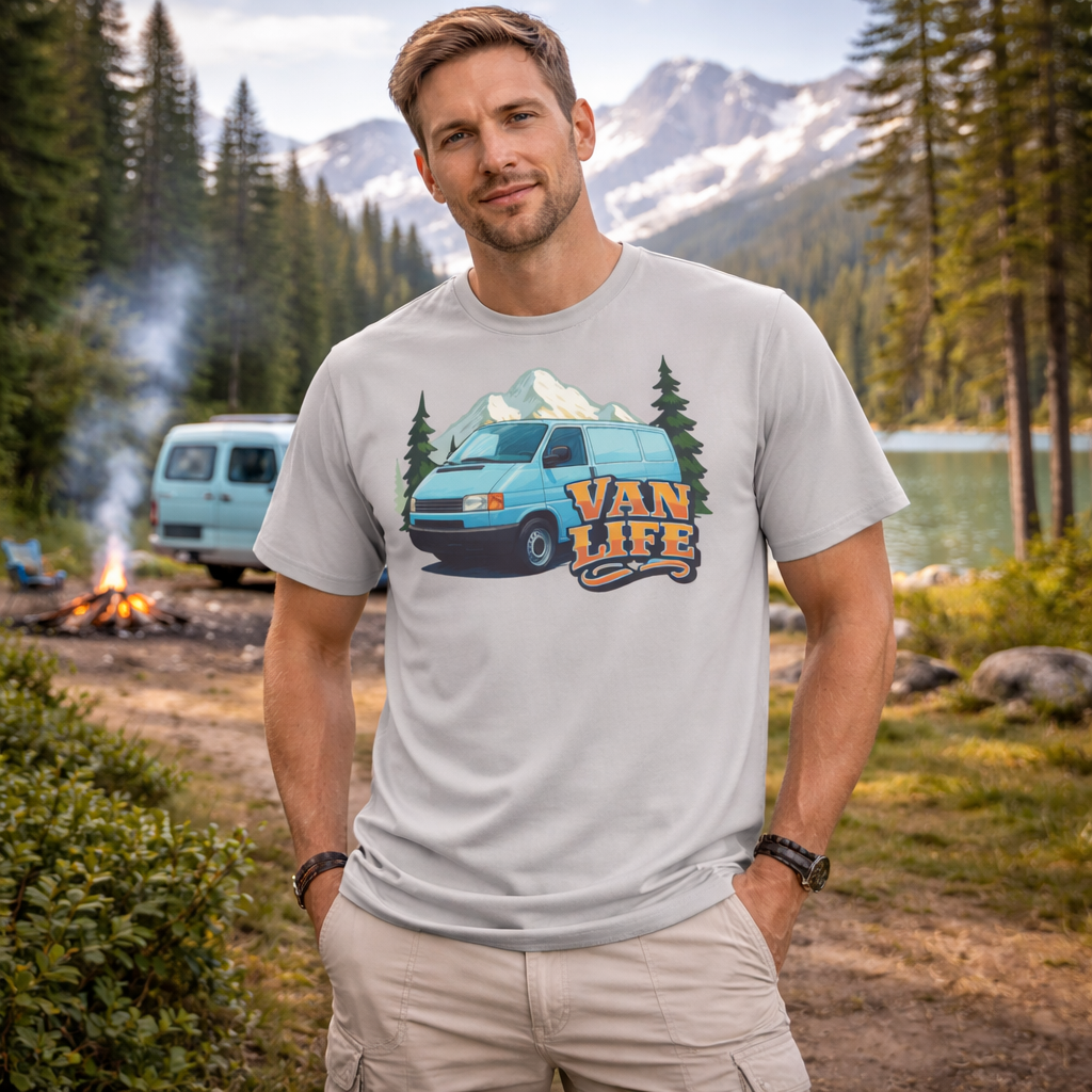 Van Life Mountain Escape T-Shirt – Camper Van Adventure Tee (ABVL13)
