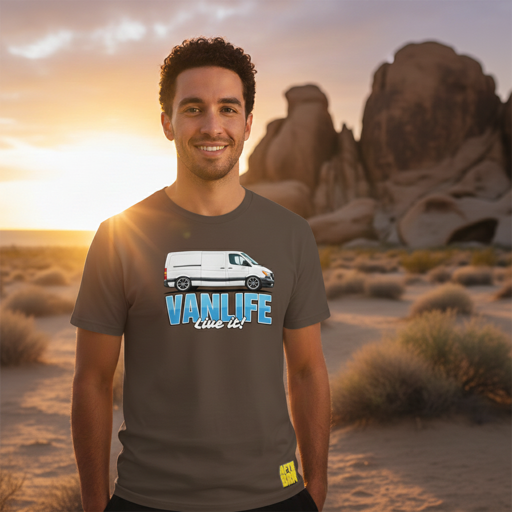 Van Life “Live It” Camper Van T-Shirt – Modern Vanlife Graphic Tee (ABVL19)