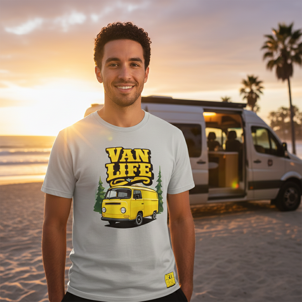Van Life Camper Van T-Shirt – Classic Adventure Graphic Tee (ABVL20)